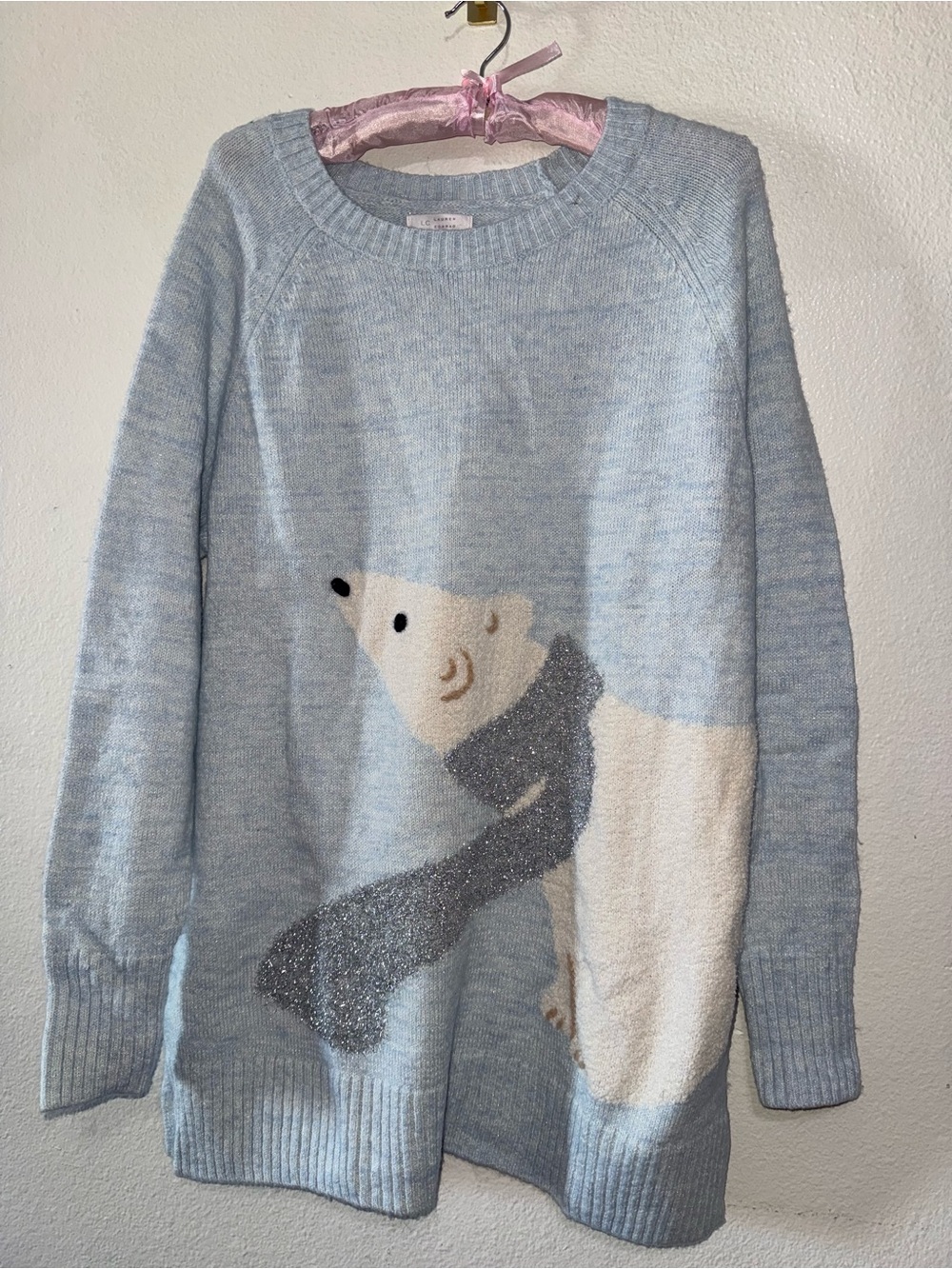 LC Lauren Conrad Light Blue Polar Bear Crewneck Sweater